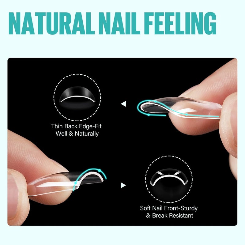 TOMICCA Short Square Nail Tips, 504Pcs Clear Press on Nails Square Full Cover Nail Tips Clear False Press on Nails, Soft Tips for Gel Nail Extension DIY Nail Salon 12 Sizes - Image 3